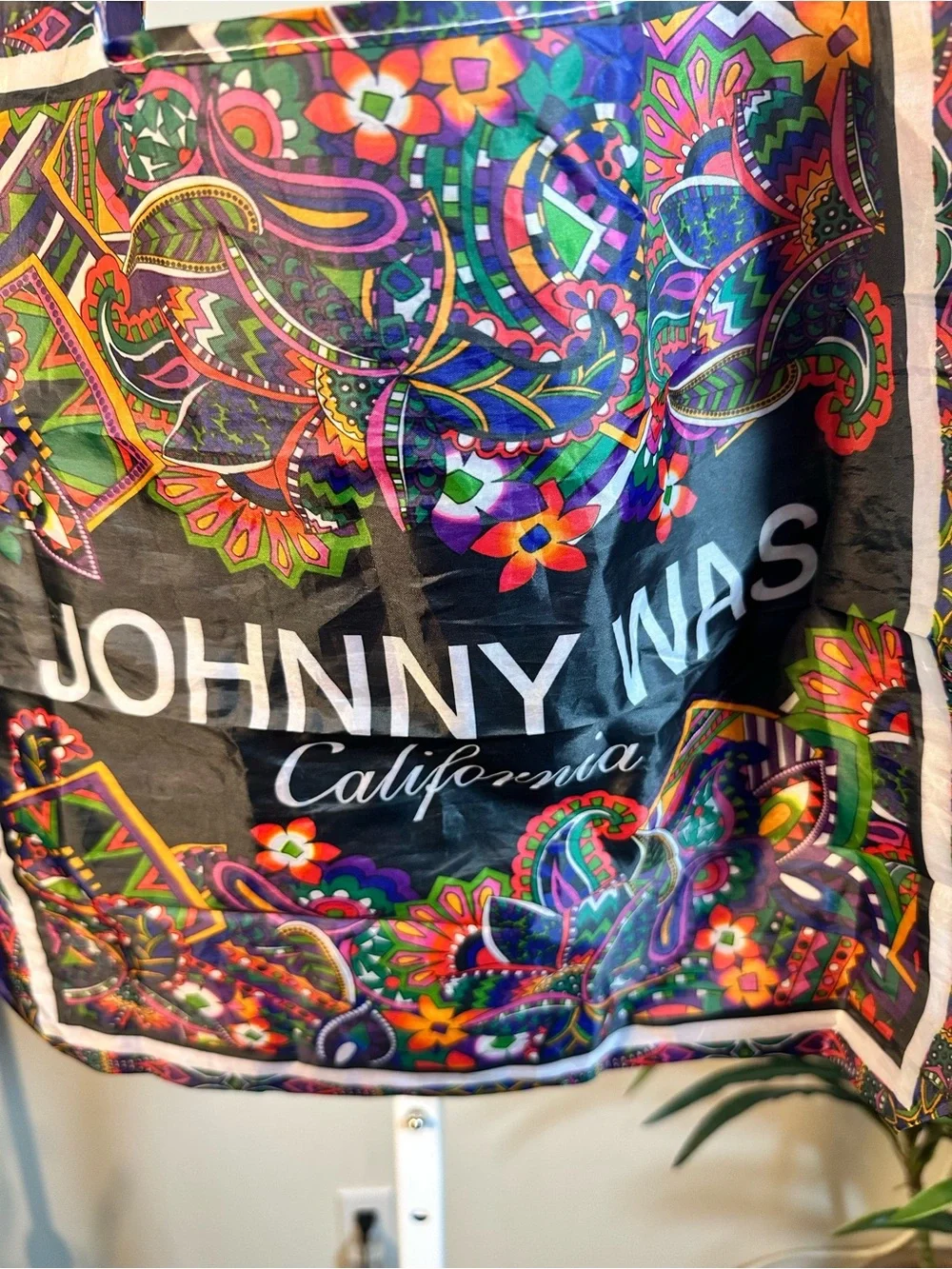 A6. JOHNNY WAS Colorful Nylon Paisley Tote Bag